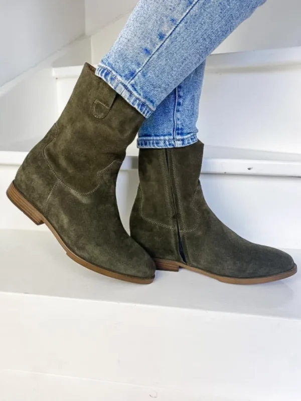 Femme Aliwell Bottines^-Bottines Isatis Velours Kaki