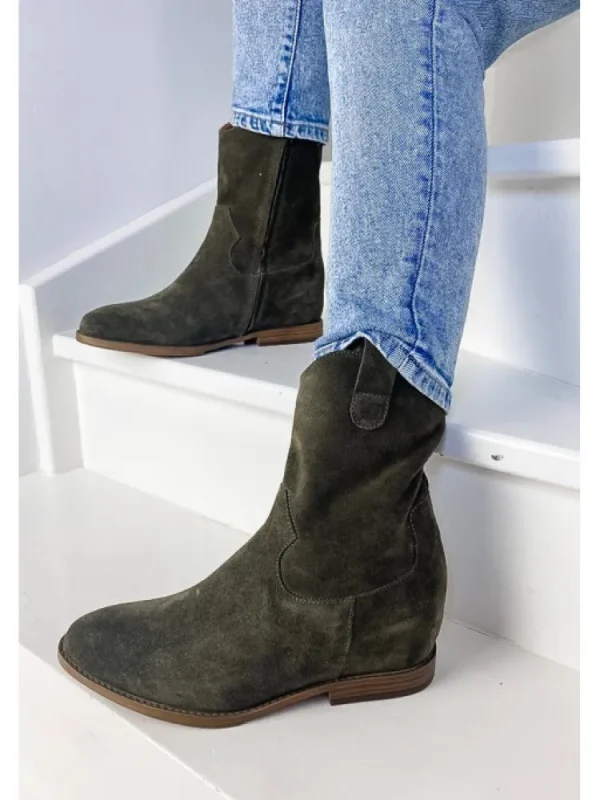 Femme Aliwell Bottines^-Bottines Isatis Velours Kaki