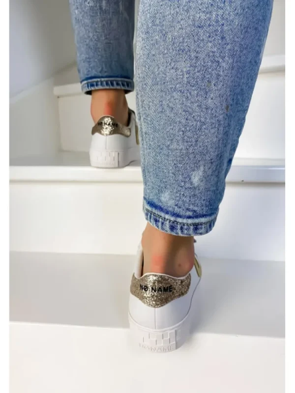 Femme No Name Baskets^Arcade Straps Side White/Sand-