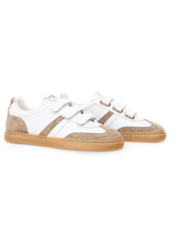 Femme Serafini Baskets^Baskets Court-White Sand Gold-