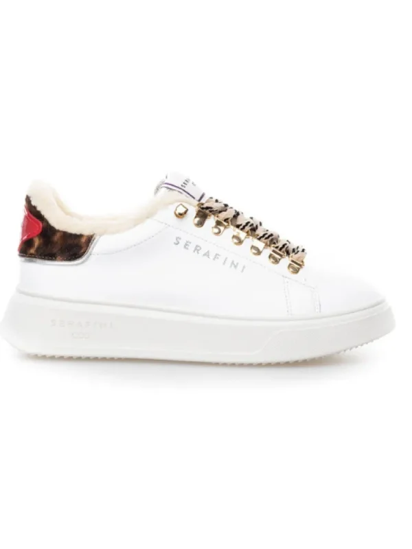 Femme Serafini Baskets^Baskets J.Connors White And Sand Animalier-