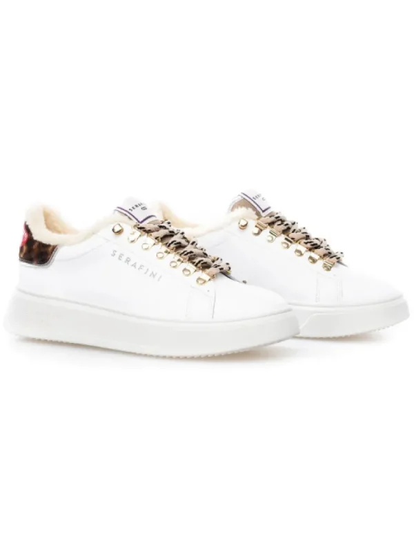 Femme Serafini Baskets^Baskets J.Connors White And Sand Animalier-