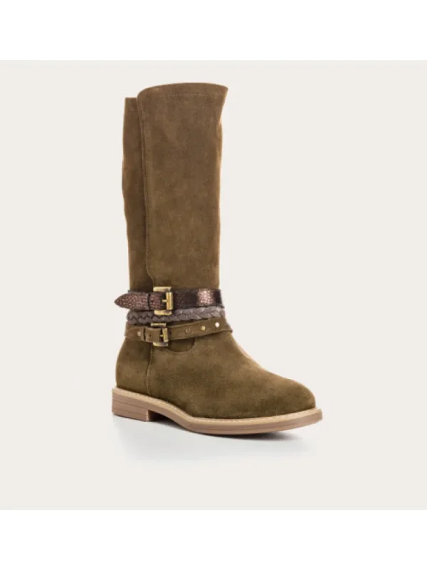 Enfants Reqins Bottes & Bottines^Bottes Enfant Carmela Peau Kaki-