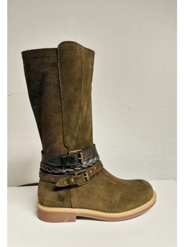 Enfants Reqins Bottes & Bottines^Bottes Enfant Carmela Peau Kaki-