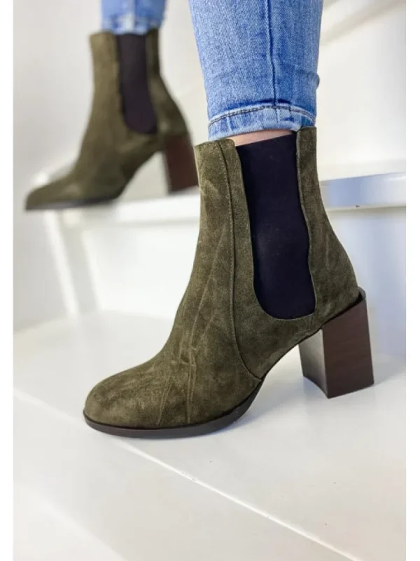 Femme Reqins Bottines^Bottines Breeze Peau Kaki-