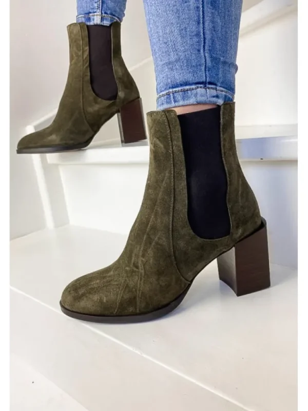 Femme Reqins Bottines^Bottines Breeze Peau Kaki-