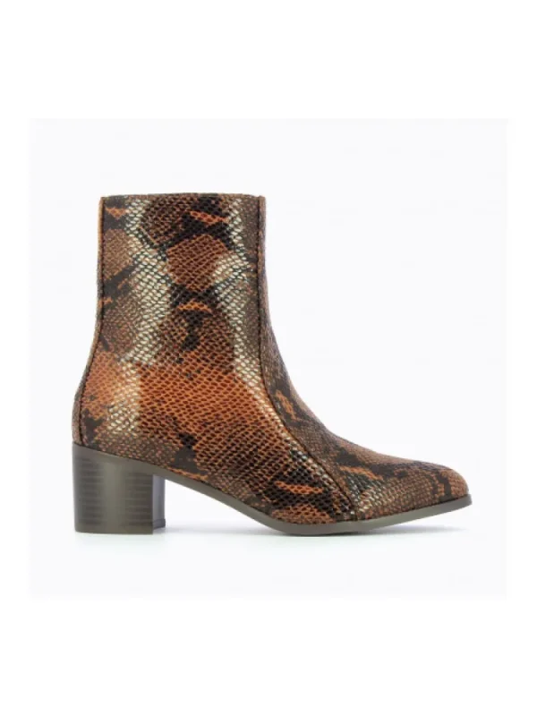 Femme Vanessa Wu Bottines^Bottines Camel Effet Serpent A Empeigne Surpiquee-