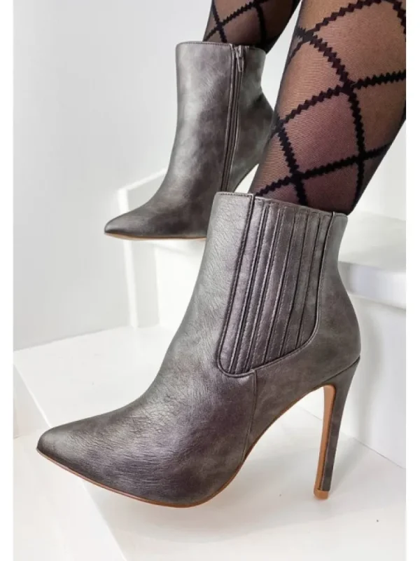 Femme * Bottines^Bottines Cuir Lady Pewter