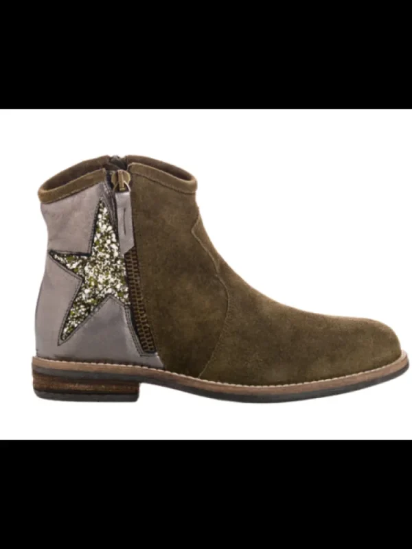 Enfants Reqins Bottes & Bottines^Bottines Enfant Michelle Peau Kaki-