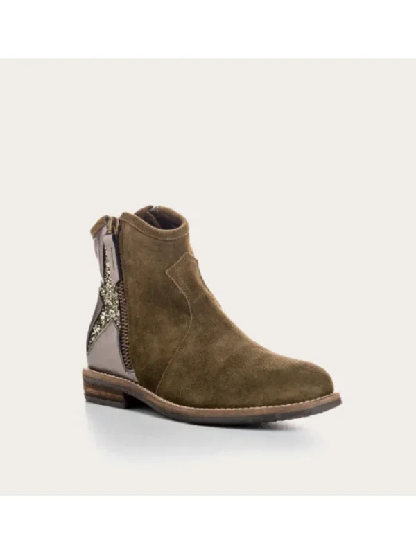 Enfants Reqins Bottes & Bottines^Bottines Enfant Michelle Peau Kaki-