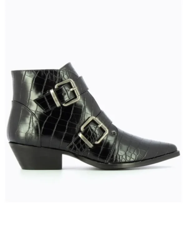 Femme Vanessa Wu Bottines^Bottines Es Effet Croco A Double Boucle-