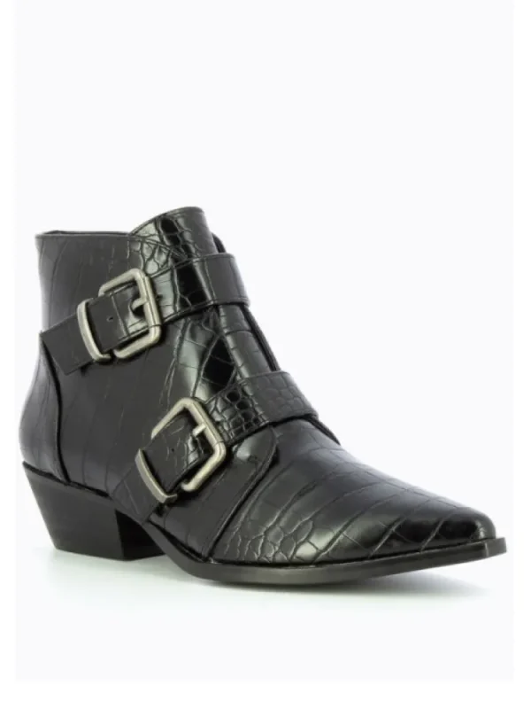 Femme Vanessa Wu Bottines^Bottines Es Effet Croco A Double Boucle-