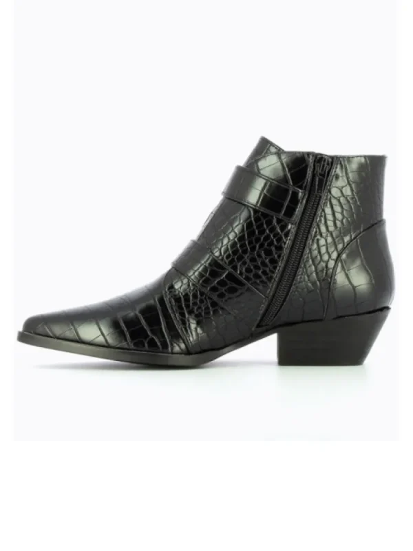 Femme Vanessa Wu Bottines^Bottines Es Effet Croco A Double Boucle-