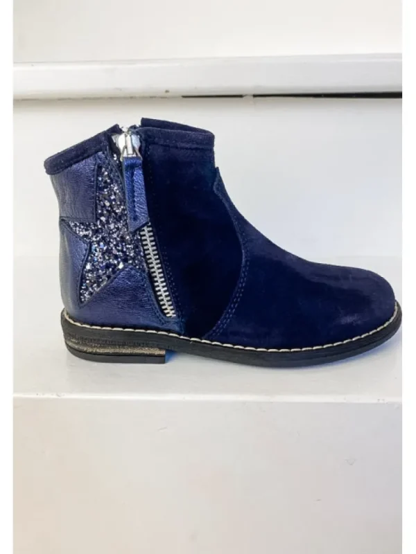 Enfants Reqins Bottes & Bottines^Bottines Fille Michelle Peau Nuit-
