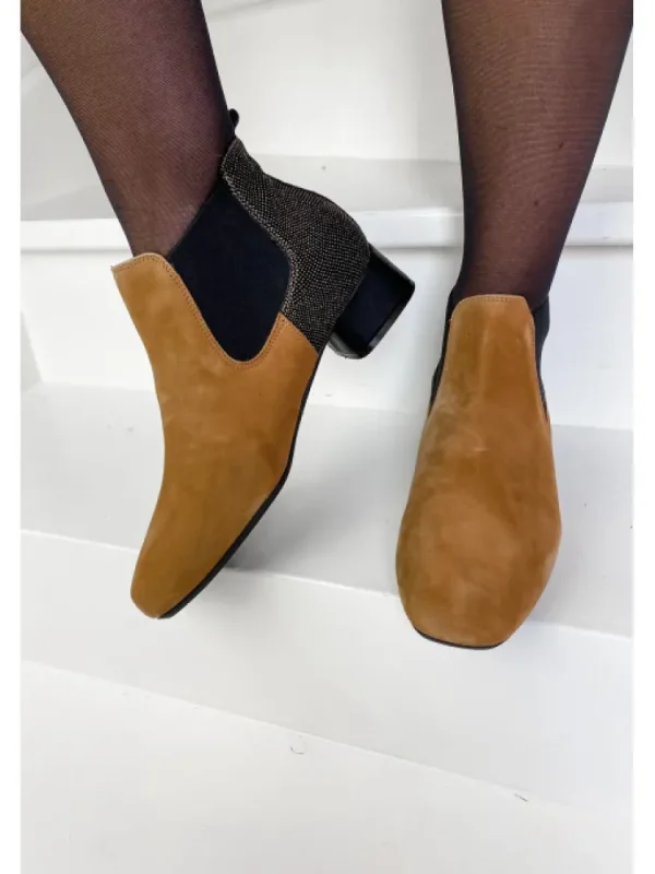 Femme Reqins Bottines^Bottines Keegan Cognac/Or-