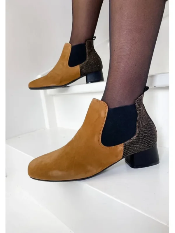 Femme Reqins Bottines^Bottines Keegan Cognac/Or-