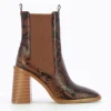 Femme Vanessa Wu Bottines^Bottines Montantes Camel Effet Serpent-