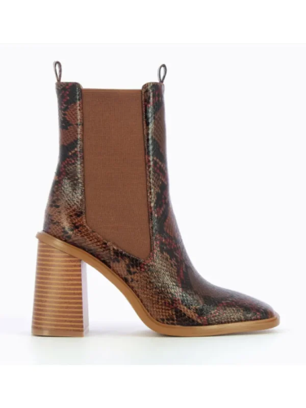 Femme Vanessa Wu Bottines^Bottines Montantes Camel Effet Serpent-