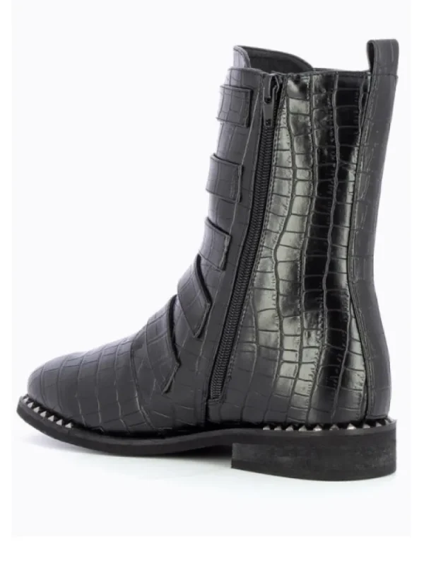 Femme Vanessa Wu Bottines^Bottines Motardes Croco Vanessa-