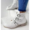 Femme Semerdjian Bottines^Bottines Motardes Cuir Er903 Pyton Bianco-