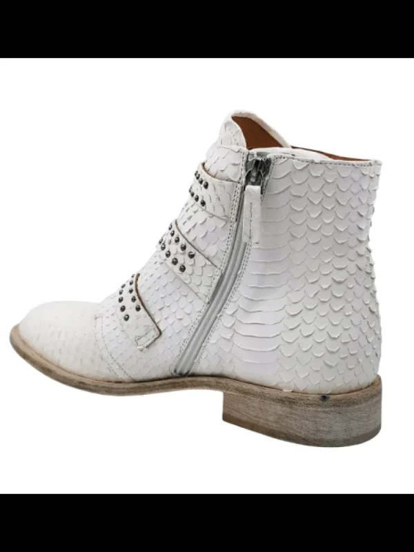 Femme Semerdjian Bottines^Bottines Motardes Cuir Er903 Pyton Bianco-