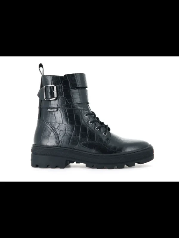 Femme Palladium Bottines^Cult 03 Croco Black/Croco-