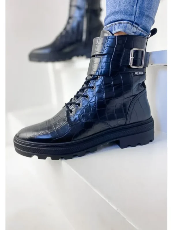 Femme Palladium Bottines^Cult 03 Croco Black/Croco-