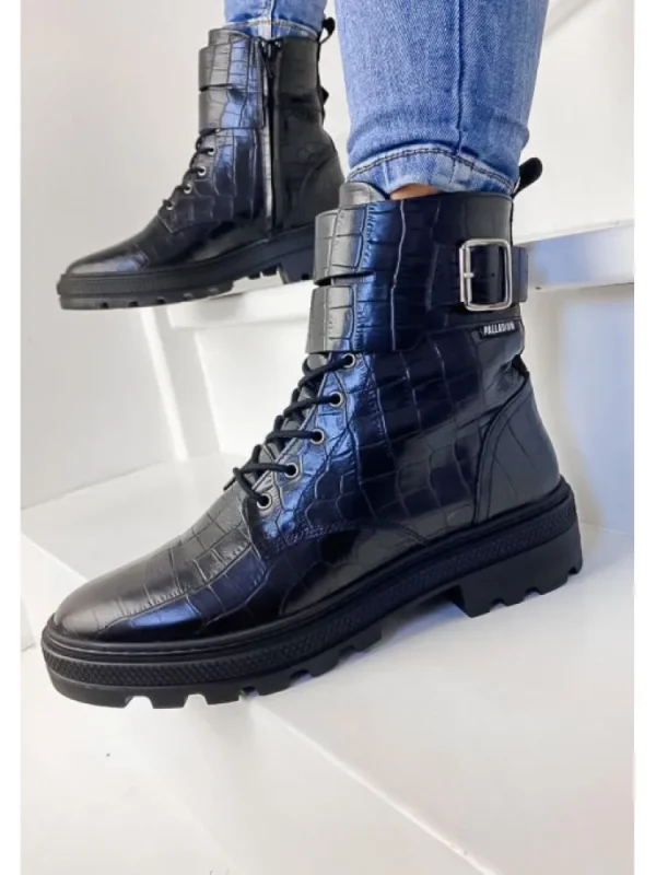 Femme Palladium Bottines^Cult 03 Croco Black/Croco-