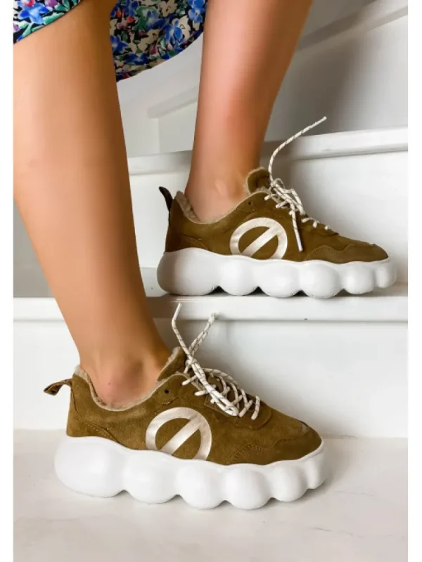 Femme No Name Baskets^Gong Jogger Suede/Fur-