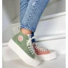 Femme No Name Baskets^Iron Mid Soft Canvas Bambou/Salmon-