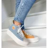 Femme No Name Baskets^Iron Mid Soft Canvas Sky/Abricot-