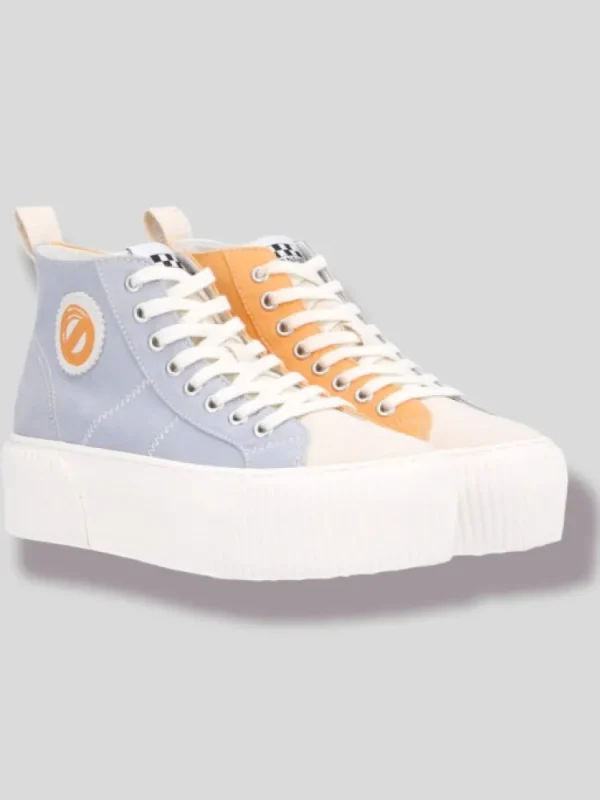 Femme No Name Baskets^Iron Mid Soft Canvas Sky/Abricot-