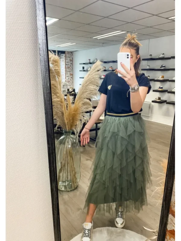 Femme * Jupes^Jupe Froufrou Kaki