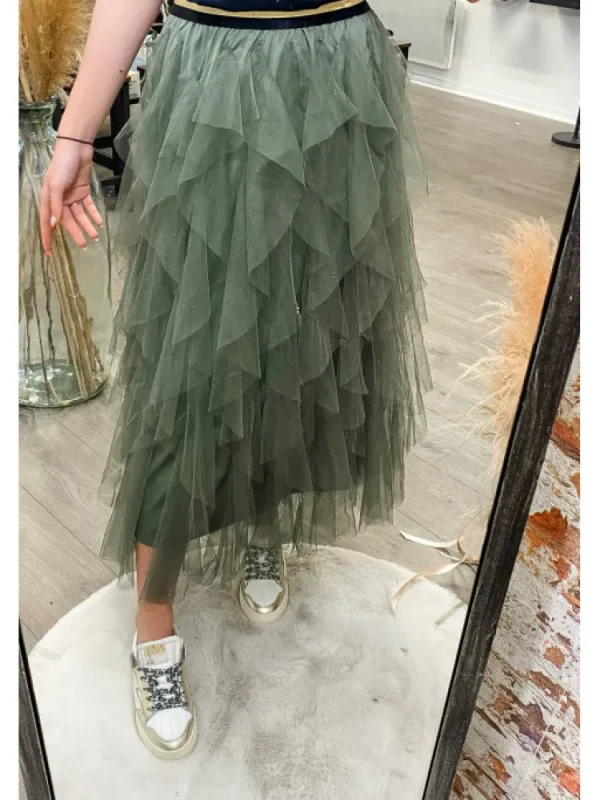 Femme * Jupes^Jupe Froufrou Kaki