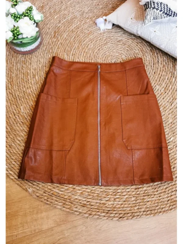 Femme * Jupes^Jupe Simili Cuir Marron Nice