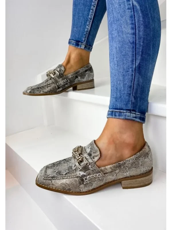 Femme Vanessa Wu Mocassins^Mocassins Python Chaine Doree-