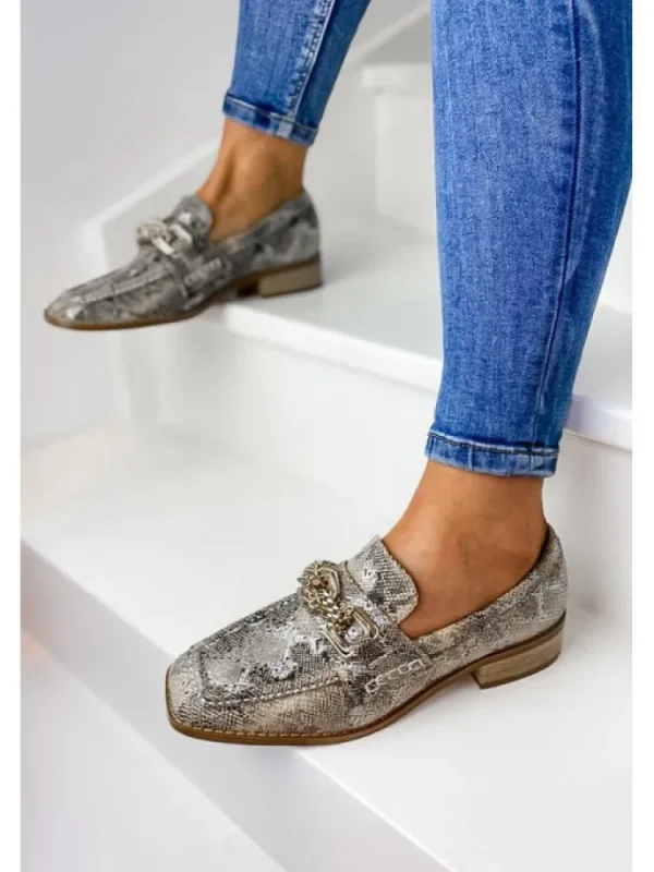 Femme Vanessa Wu Mocassins^Mocassins Python Chaine Doree-
