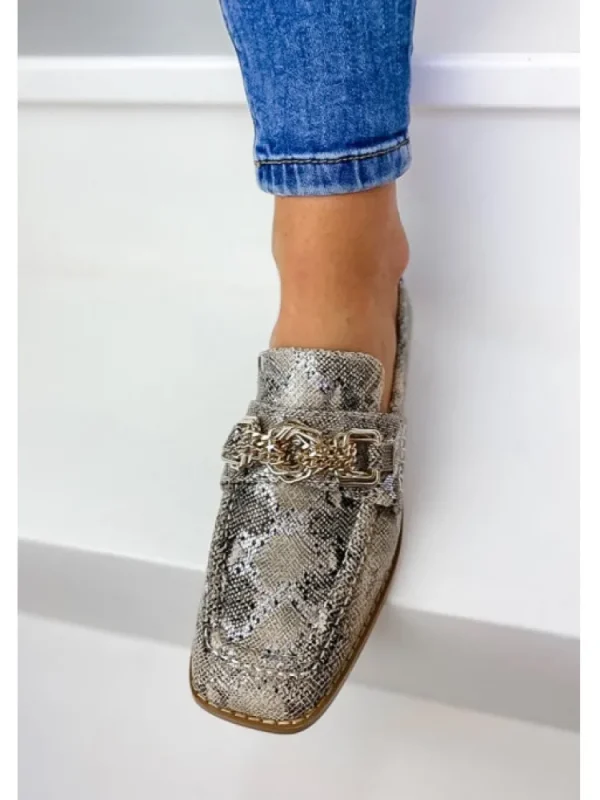 Femme Vanessa Wu Mocassins^Mocassins Python Chaine Doree-