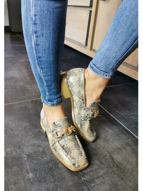 Femme Vanessa Wu Mocassins^Mocassins Python Chaine Doree-