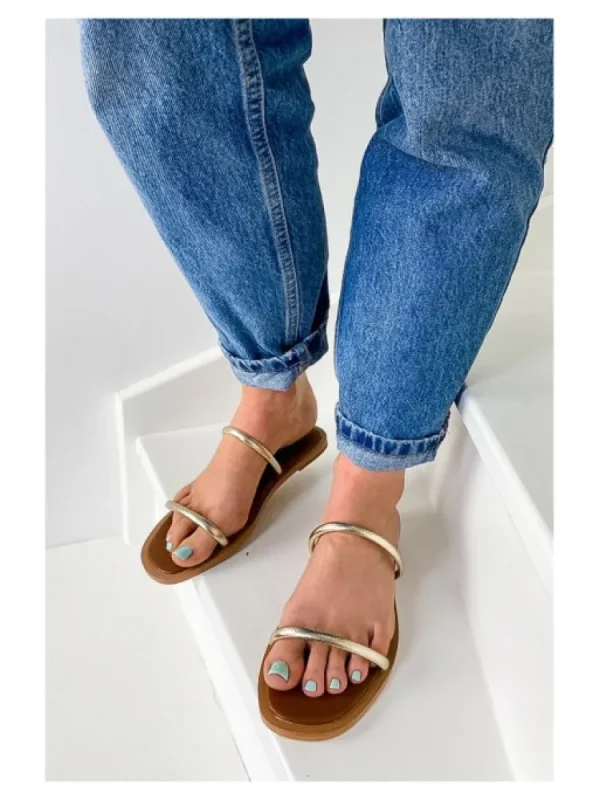 Femme Vanessa Wu Sandales & Nu-Pieds^Mules Minimalistes Or-