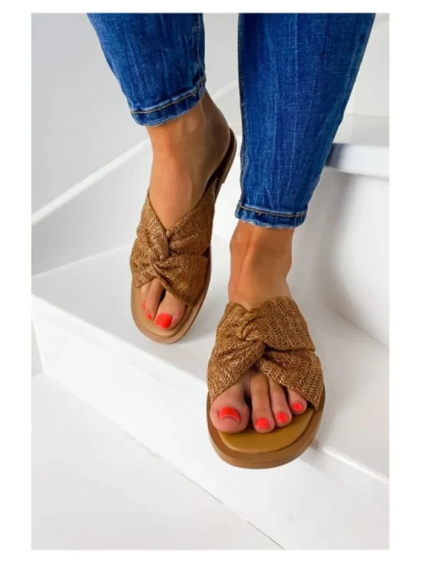 Femme Vanessa Wu Sandales & Nu-Pieds^Mules Nouees Effet Raphia-