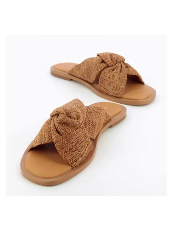 Femme Vanessa Wu Sandales & Nu-Pieds^Mules Nouees Effet Raphia-