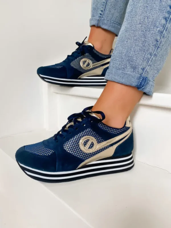 Femme No Name Baskets^-Parko Jogger Navy/Gold