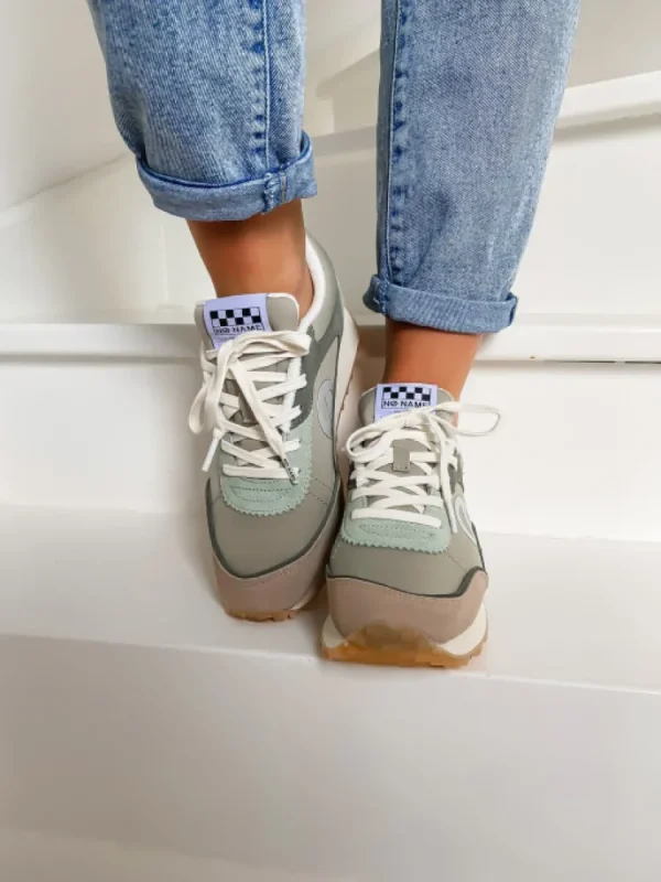 Femme No Name Baskets^-Punky Jogger Lichen/Tilleul