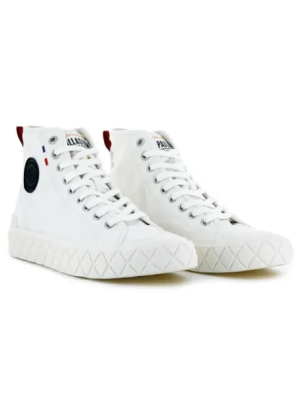 Femme Palladium Bottines^Palla Ace Canvas Mid Star White-