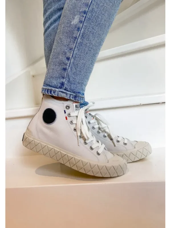 Femme Palladium Baskets^Palla Ace Mid Cuir White-
