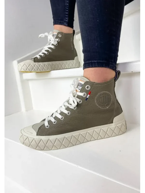 Femme Palladium Baskets^Palla Ace Mid Leather Dusky Green-