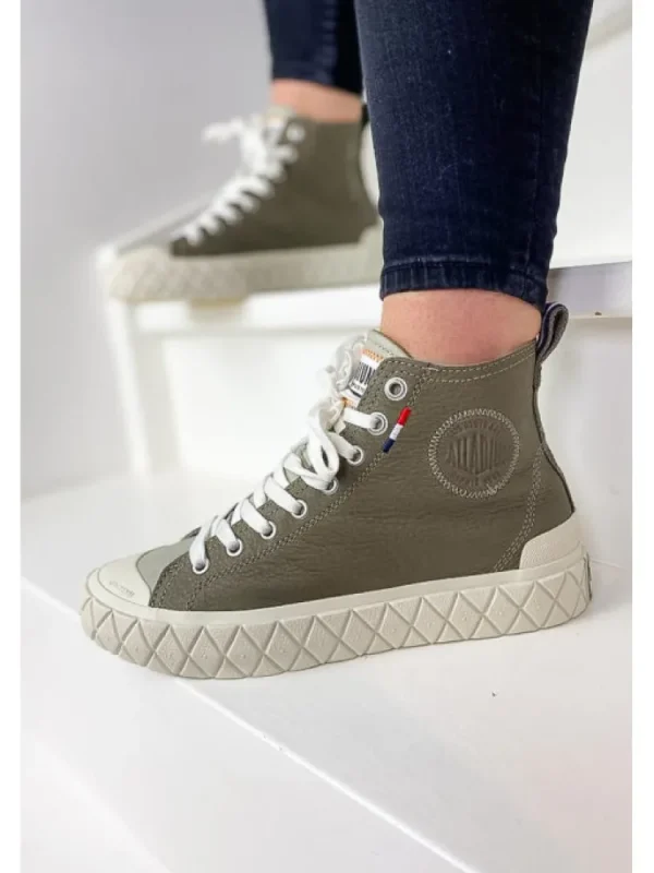 Femme Palladium Baskets^Palla Ace Mid Leather Dusky Green-