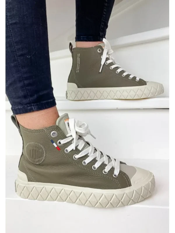Femme Palladium Baskets^Palla Ace Mid Leather Dusky Green-