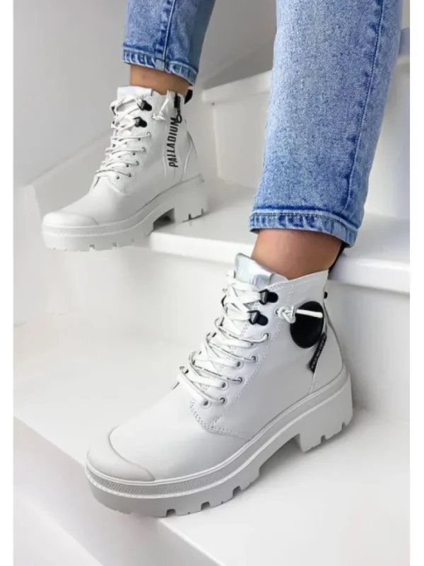 Femme Palladium Bottines^Pallabase Metro Star White-